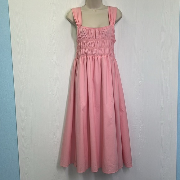 Nanette Lepore - Gypsy Rose Ruched Detailing Bodice Wide Straps Midi Dress SZ 14 - Picture 4 of 13